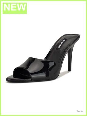 Nine West Hather Peep Toe Stiletto Heel Sandals Faux Leather Slip-On